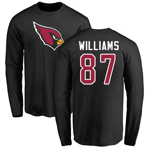Arizona Cardinals Men Black Maxx Williams Name And Number Logo NFL Football #87 Long Sleeve T Shirt->nfl t-shirts->Sports Accessory
